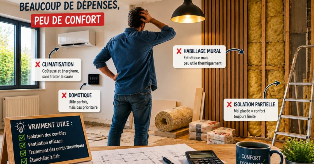Maison en rénovation avec travaux coûteux mais peu utiles pour le confort thermique